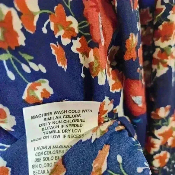 June & Hudson women's blue floral button up blouse size small - Picture 6 of 7